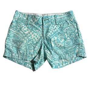 Lilly Pulitzer Callahan Shorts Shorely Blue Sea Cups Tropical Print Size 2
